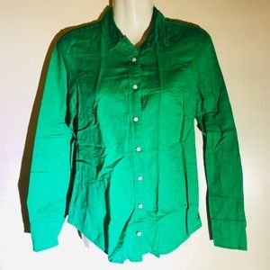 J crew perfect fit blk label green buttondown sz0
